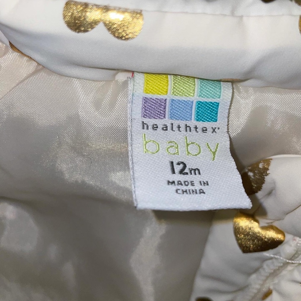 12m White and gold hearts vest